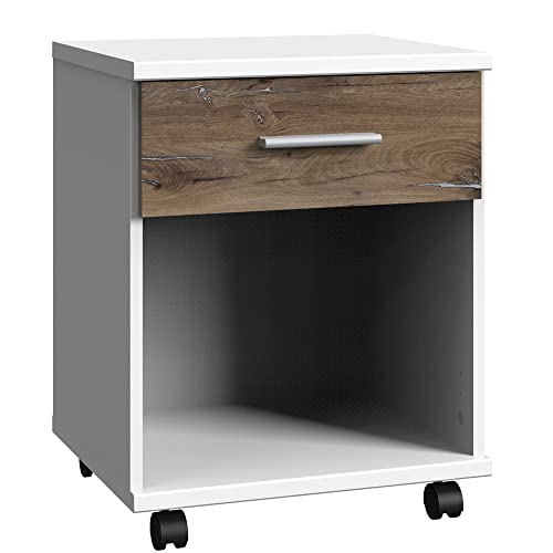 Lomadox Kinderzimmer Jugendzimmer in weiß mit Eiche Nb., B/H/T: ca. 46/58/40 cm