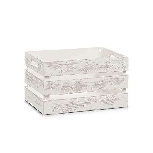 Zeller Aufbewahrungs Kiste, Holz, vintage weiß, 35 x 25 x 20,5 cm