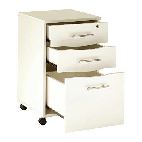 Mmt Furniture Designs Ltd Mobiler Unterschrank mit 3 Schubladen, abschließbar, Weiß