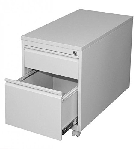 Lüllmann Büro Rollcontainer komplett montiert grau 62x46x60cm (HxBxT) 1x Schublade, 1x Hängeregistratur Schublade für DIN A4 Hängemappen Bürocontainer 505303