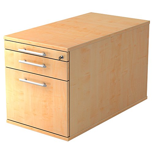 Rollcontainer TC mit 1 Schublade & 1 Hängeregister, 42,8 x 80 x 51,2 cm, Ahorn, Relinggriff