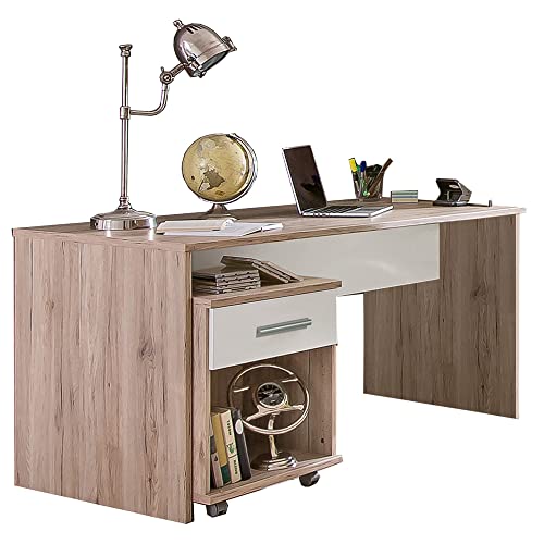 Lomadox Jugendzimmer Kinderzimmer in Eiche Nb. weiß, B/H/T: ca. 140/72/70 cm