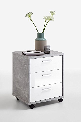 Rollcontainer  Aksha  Beton Dekor mit 3 Schubkästen u 4 Rollen Bürocontainer Schubladenschrank Büroschrank Schreibtischschrank schreibtisch container, schubladenschrank schubladencontainer