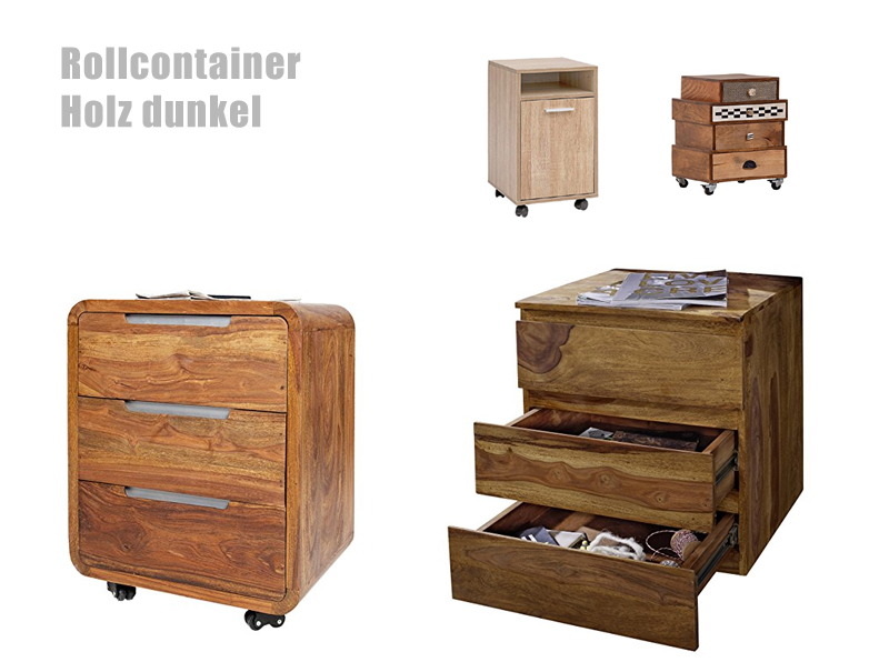 Rollcontainer Holz dunkel